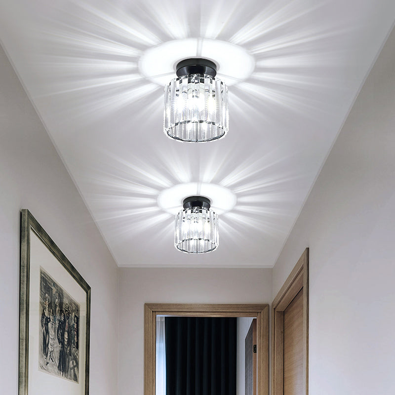 Contemporary Geometric Crystal Prism Flush Mount Led Ceiling Light Fixture