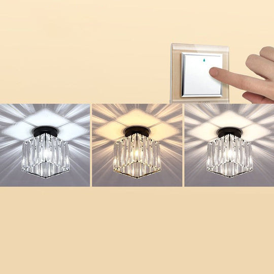 Contemporary Geometric Crystal Prism Flush Mount Led Ceiling Light Fixture Black / Third Gear Square