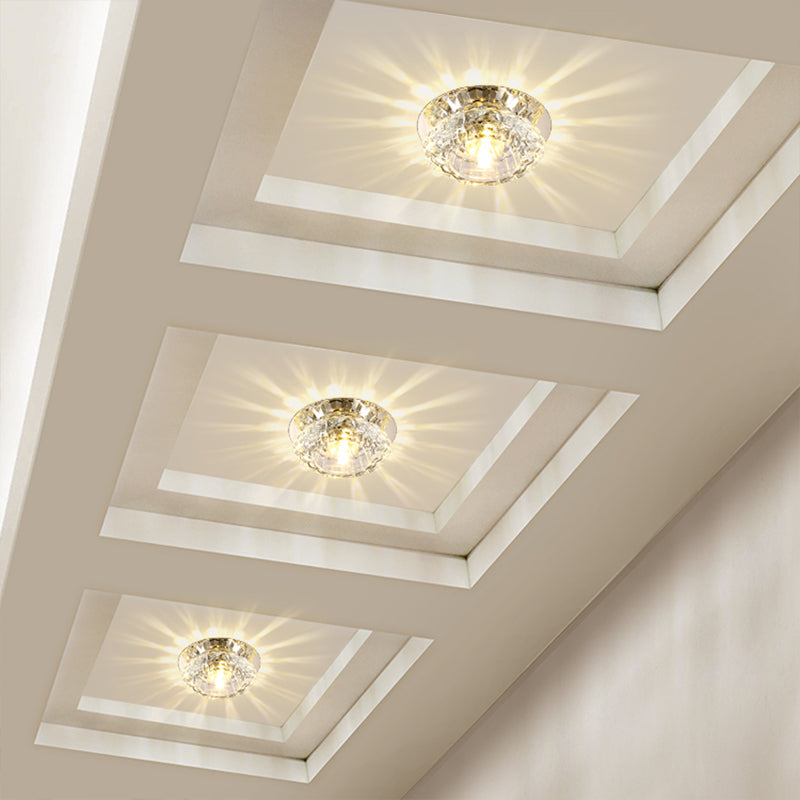 Modern Led Flush Ceiling Light Clear Crystal Floral Design For Entryway
