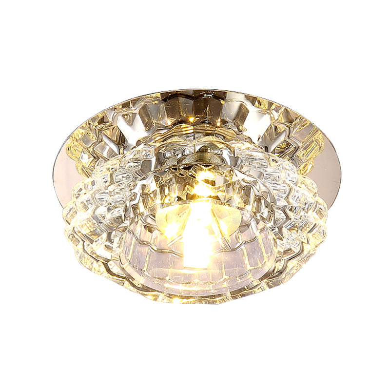 Modern Led Flush Ceiling Light Clear Crystal Floral Design For Entryway
