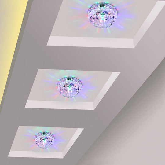 Minimalist Clear Led Flush Mount Fixture For Hallway - Floral Crystal Lighting