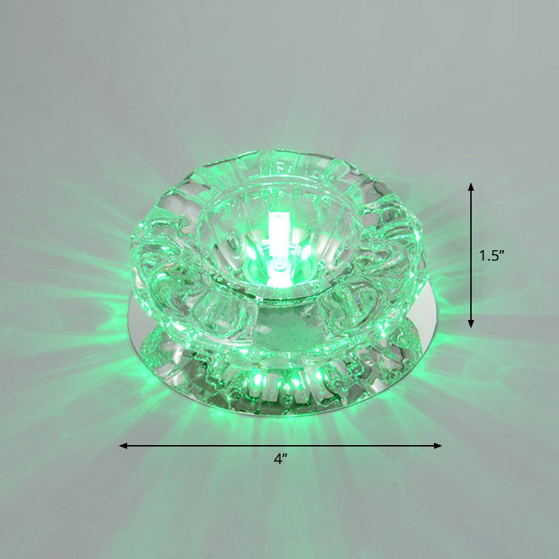 Minimalist Clear Led Flush Mount Fixture For Hallway - Floral Crystal Lighting / Green