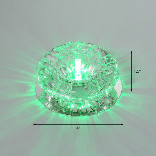Minimalist Clear Led Flush Mount Fixture For Hallway - Floral Crystal Lighting / Green