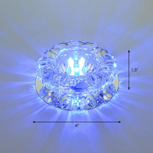 Minimalist Clear Led Flush Mount Fixture For Hallway - Floral Crystal Lighting / Blue
