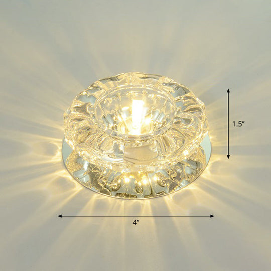 Minimalist Clear Led Flush Mount Fixture For Hallway - Floral Crystal Lighting / Warm