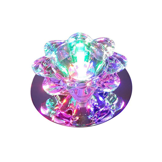 Clear Floral Crystal Led Ceiling Light - Contemporary Flush Mount Fixture