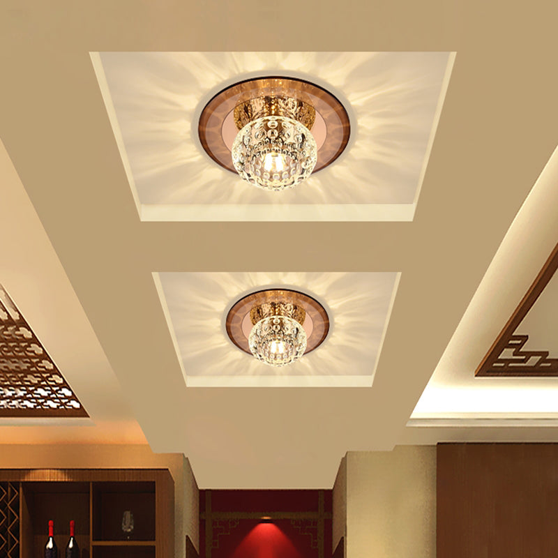 Led Crystal Corridor Ceiling Light - Modern Doughnut Flush Mount Design
