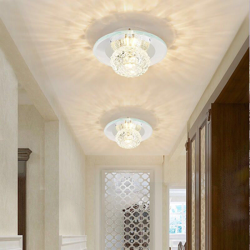 Contemporary Crystal Led Flush Mount Ceiling Light - Bud Fixture In Clear
