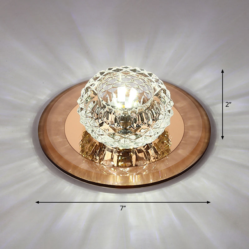 Crystal Bowl Shade Led Flush Mount Ceiling Light - Elegant Simplicity For Entryways Tan / White