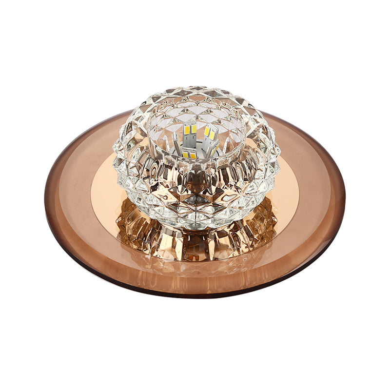 Crystal Bowl Shade Led Flush Mount Ceiling Light - Elegant Simplicity For Entryways