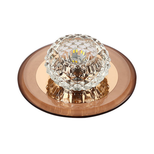 Crystal Bowl Shade Led Flush Mount Ceiling Light - Elegant Simplicity For Entryways