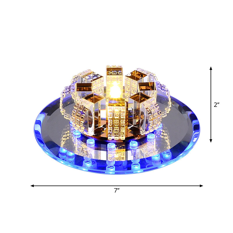 Modern Crystal Led Flush Mount Ceiling Light For Hallway With Flower-Like Design