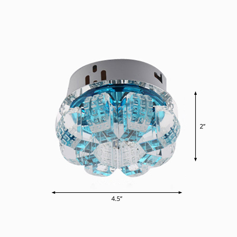 Sleek Crystal Corridor Flush Mount Ceiling Light With Led Blossom - Clear