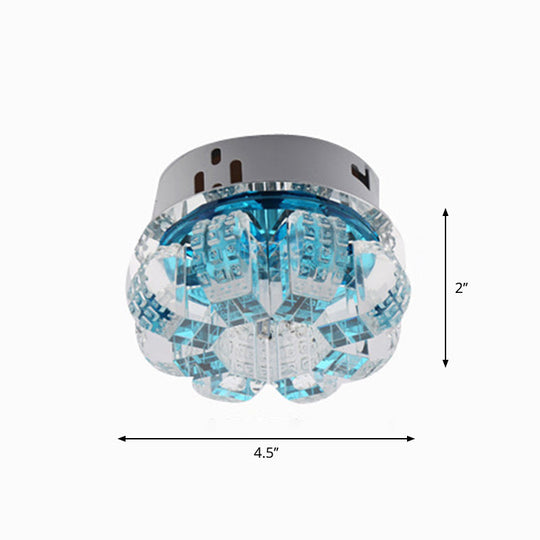 Sleek Crystal Corridor Flush Mount Ceiling Light With Led Blossom - Clear