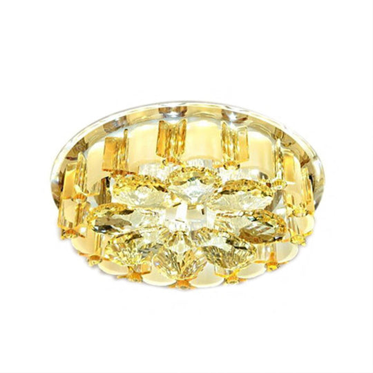 Amber Crystal Led Flush Ceiling Light For Modern Entryways