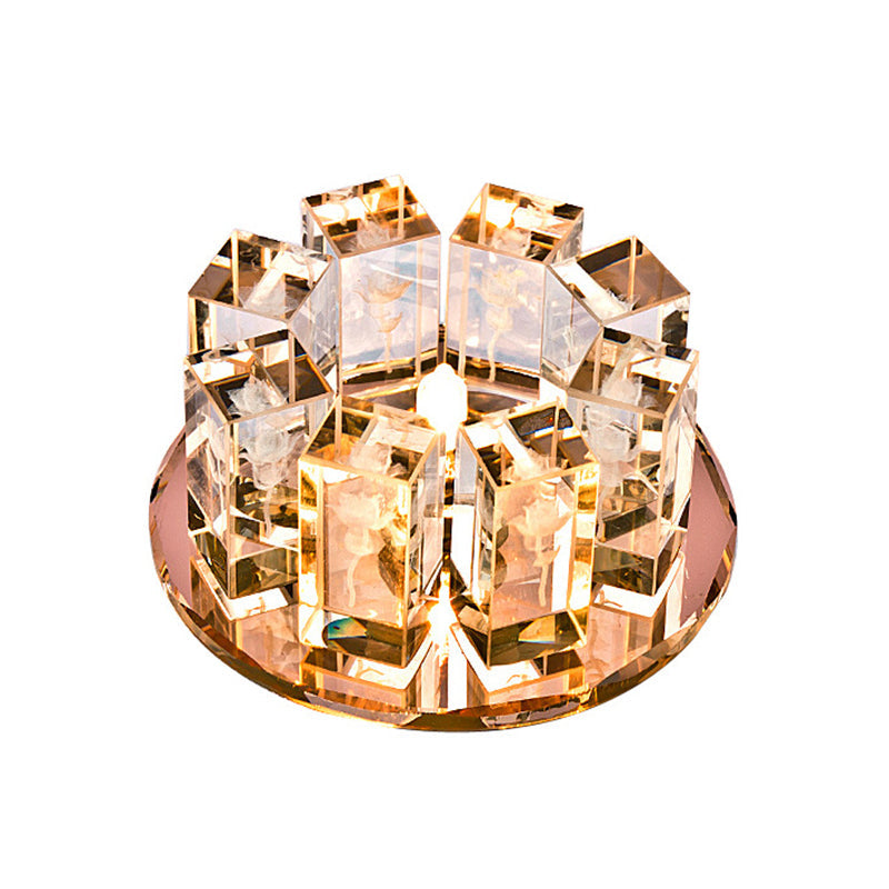 Minimalist Led Crystal Flush Mount Light: Blossom Shade Corridor Fixture