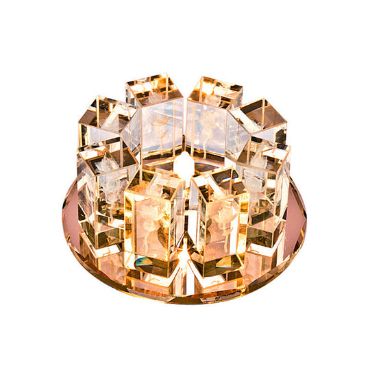 Minimalist Led Crystal Flush Mount Light: Blossom Shade Corridor Fixture