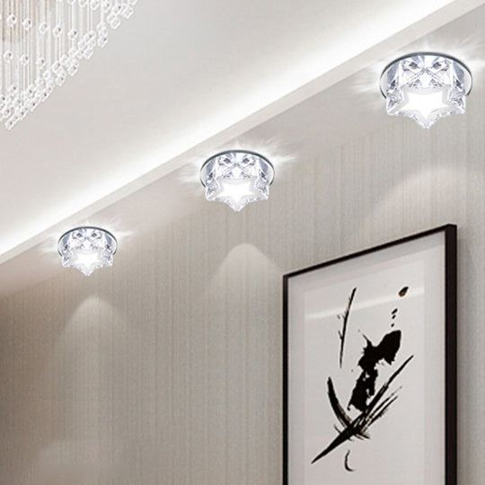 Modern Crystal Led Flush Mount Ceiling Light - Five-Pointed Star Design For Entryway