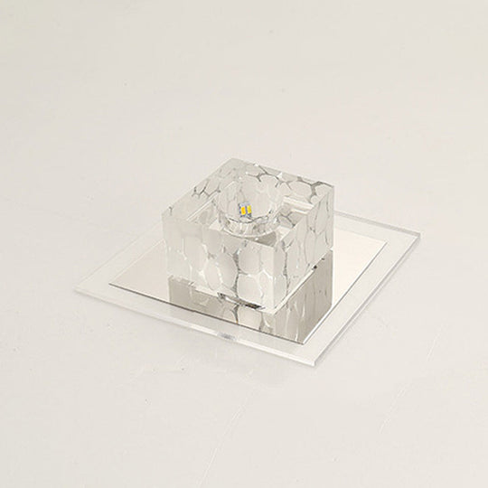 Contemporary Square Crystal Led Flush Ceiling Light For Hallway