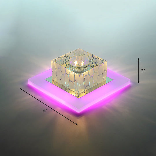 Clear Crystal Led Flush Mount Ceiling Light For Hallways And Corridors / 6’ Purple