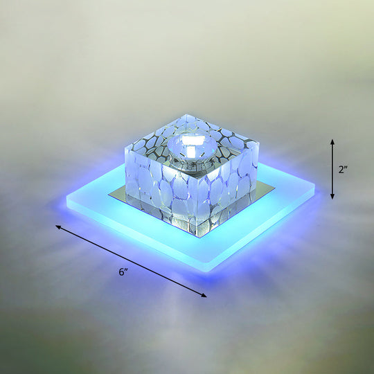 Clear Crystal Led Flush Mount Ceiling Light For Hallways And Corridors / 6 Blue