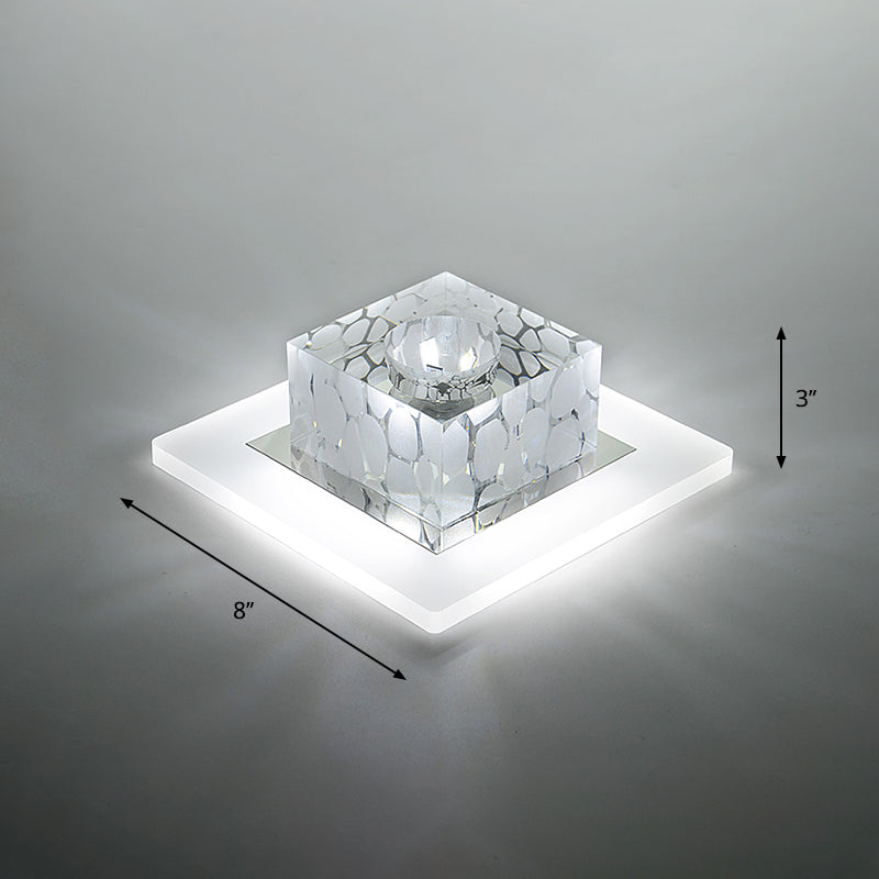 Clear Crystal Led Flush Mount Ceiling Light For Hallways And Corridors / 8 White