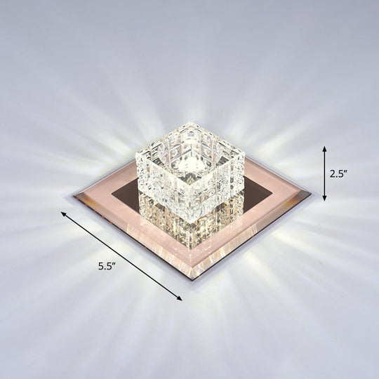Modern Crystal Led Ceiling Light With Square Shade For Corridors Tan / 5.5’ White