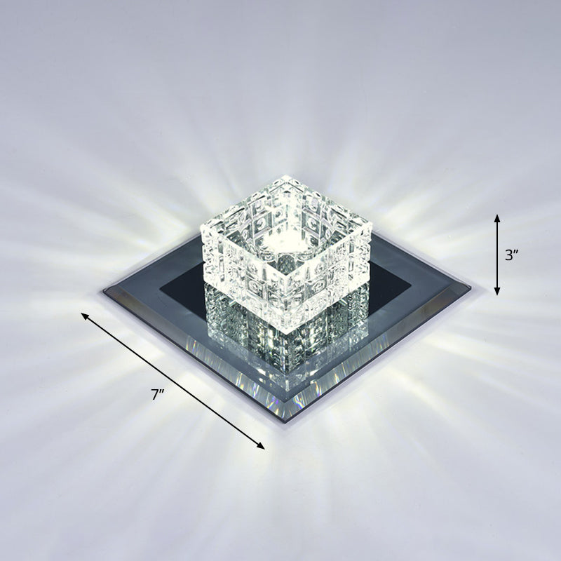 Modern Crystal Led Ceiling Light With Square Shade For Corridors Black / 7 White
