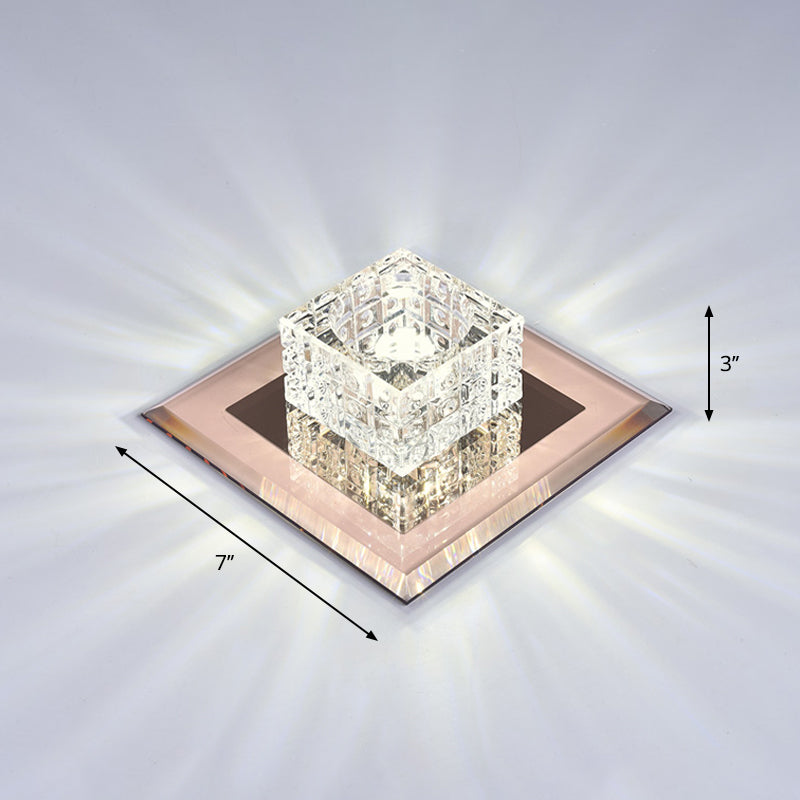 Modern Crystal Led Ceiling Light With Square Shade For Corridors Tan / 7 White