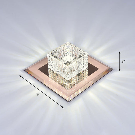 Modern Crystal Led Ceiling Light With Square Shade For Corridors Tan / 7 White
