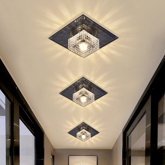 Clear Crystal Passage Led Flush Mount Ceiling Light - Simple & Sleek Design