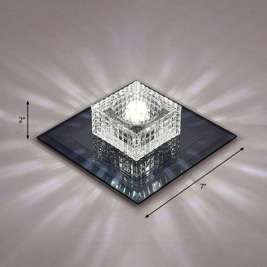 Clear Crystal Passage Led Flush Mount Ceiling Light - Simple & Sleek Design Black / White