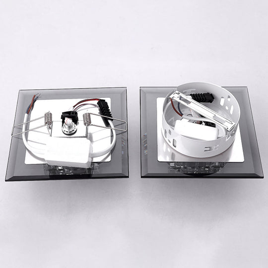 Modern Led Crystal Block Flush Ceiling Light Fixture - Small Corridor