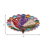 12/16 Colonial Flared Ceiling Lamp: Multi Colored Plexiglass 3-Light Weathered Copper Finish