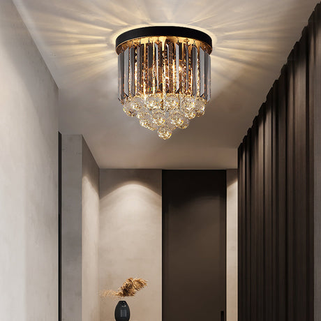 Minimalist Crystal Flushmount Lighting - Black Cylindrical Corridor Ceiling Flush Light (10/12/16)