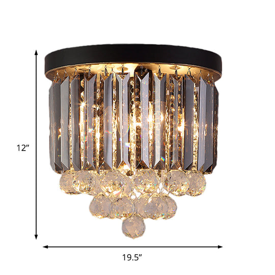 Minimalist Crystal Flushmount Lighting - Black Cylindrical Corridor Ceiling Flush Light (10/12/16)