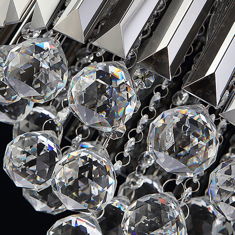 Minimalist Crystal Flushmount Lighting - Black Cylindrical Corridor Ceiling Flush Light