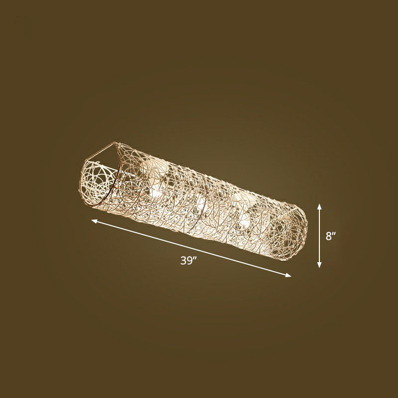 Simplicity Rattan Flush Mount Ceiling Light - Cylindrical Restaurant Lighting 3 / White