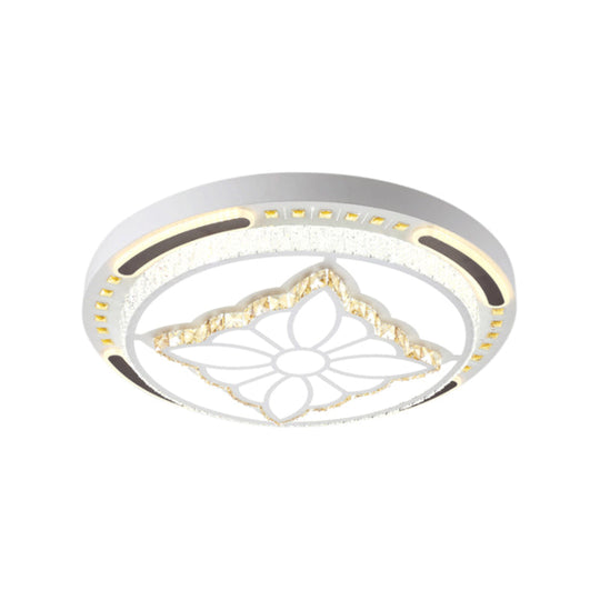 Contemporary Led Crystal Shaded Flush Ceiling Light - 23.5/31.5 W White