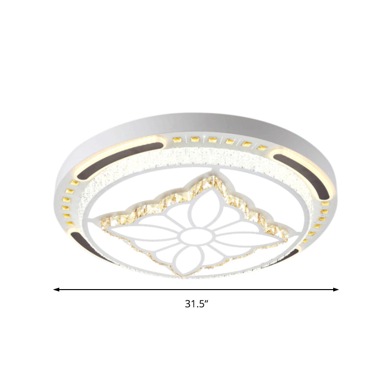 Contemporary Led Crystal Shaded Flush Ceiling Light - 23.5/31.5 W White