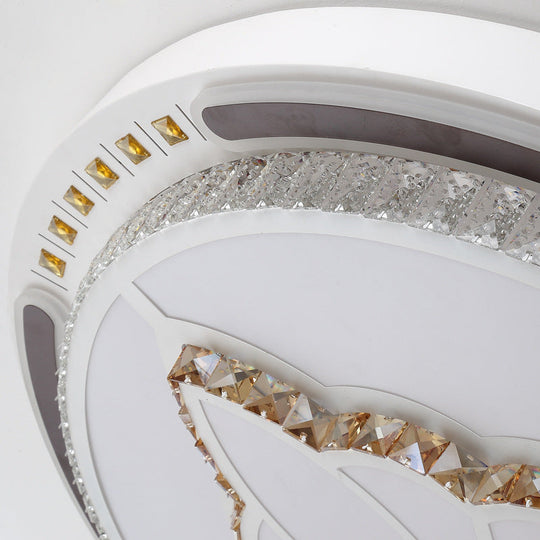 Contemporary Led Crystal Shaded Flush Ceiling Light - 23.5’/31.5’ W White