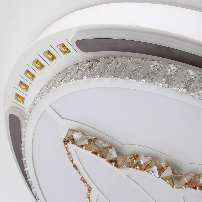 Contemporary Led Crystal Shaded Flush Ceiling Light - 23.5/31.5 W White