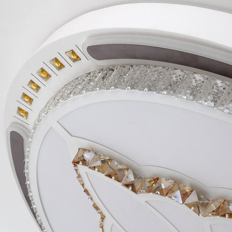 Contemporary Led Crystal Shaded Flush Ceiling Light - 23.5/31.5 W White