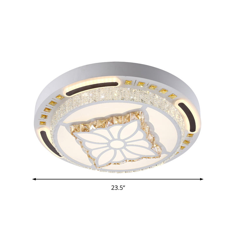 Contemporary Led Crystal Shaded Flush Ceiling Light - 23.5/31.5 W White