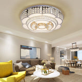 23.5/31.5 Floral Led Ceiling Flush Mount Lamp In Chrome With Crystal Accents / 31.5