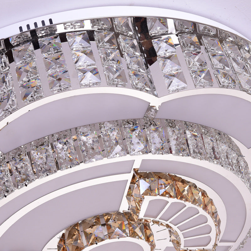 23.5’/31.5’ Floral Led Ceiling Flush Mount Lamp In Chrome With Crystal Accents