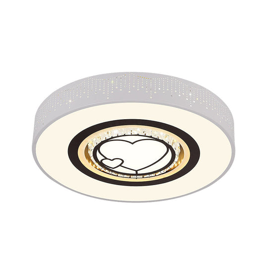 Minimalistic Acrylic Flush Mount Led Ceiling Light For White Bedroom With Crystal Drops & Choice Of