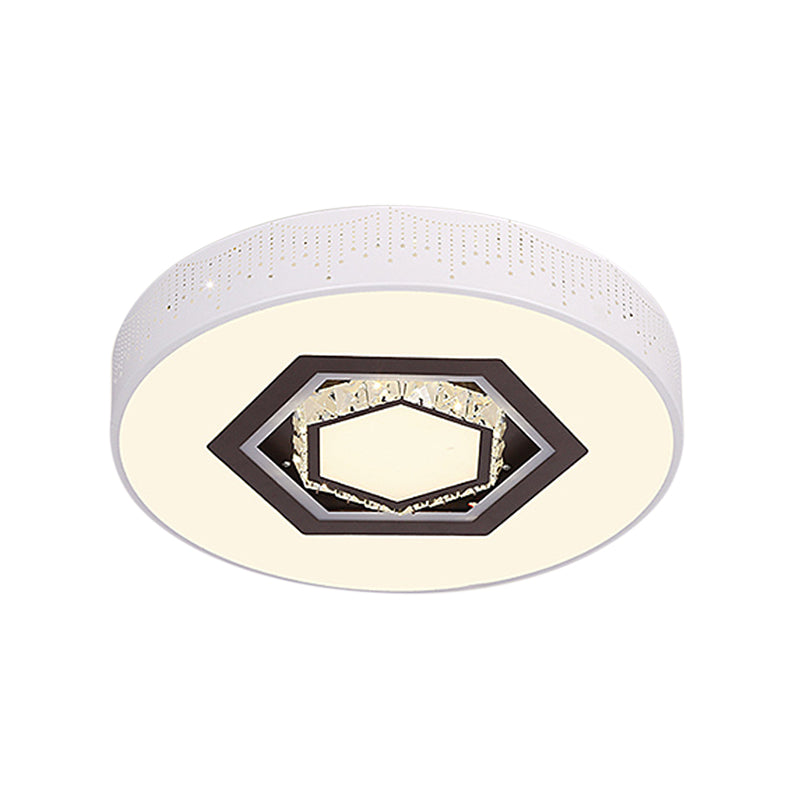 Minimalistic Acrylic Flush Mount Led Ceiling Light For White Bedroom With Crystal Drops & Choice Of