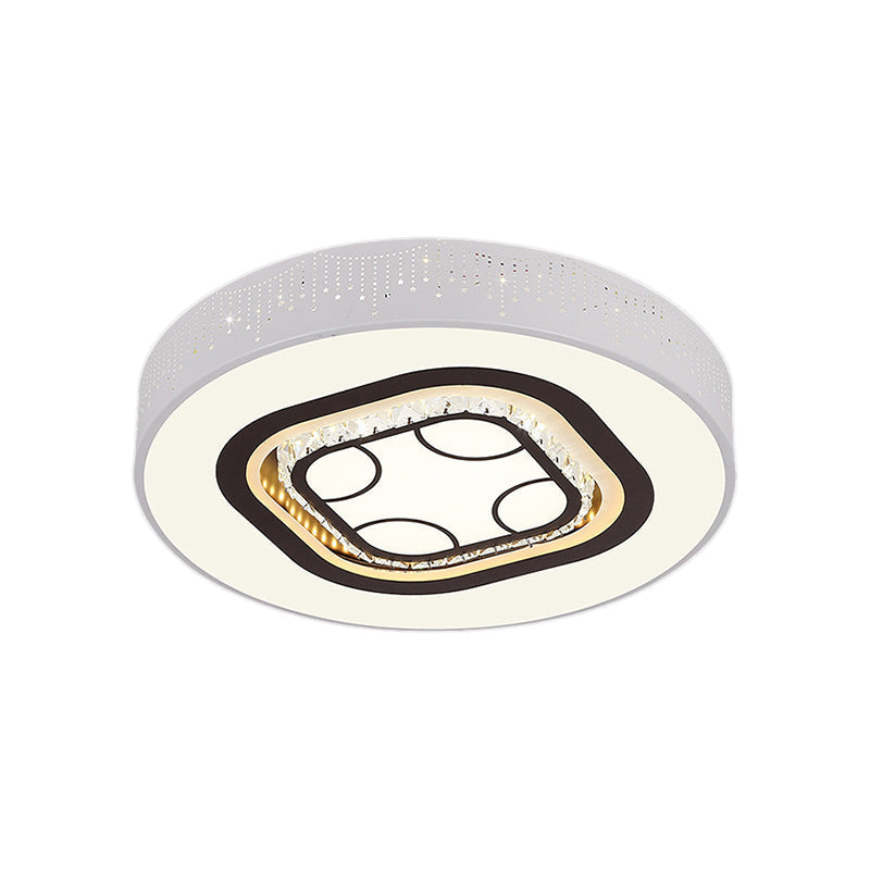 Minimalistic Acrylic Flush Mount Led Ceiling Light For White Bedroom With Crystal Drops & Choice Of