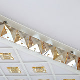 Modern Square/Rectangle Flush Crystal Led Ceiling Light In White For Living Room